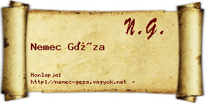 Nemec Géza névjegykártya
